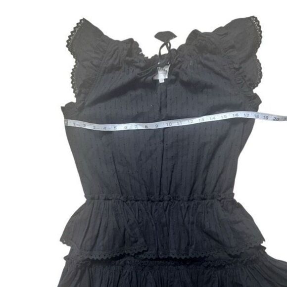 Misa Los Angeles Women's Black Lilian Tie Neck Ruffled Tiered Mini Dress XS NWT - Picture 3 of 7
